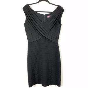 Eliza J Dress 12 Cocktail Black tiered sheath L Party Holiday classic stretch